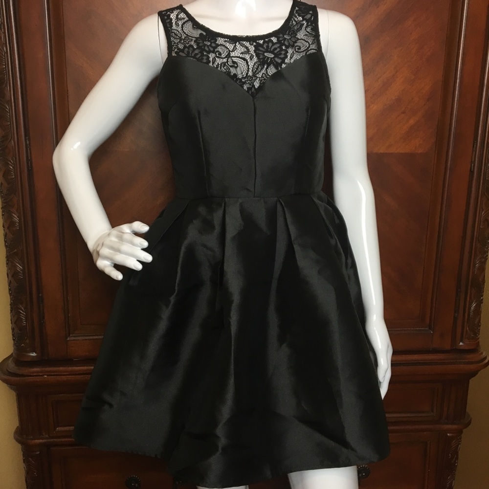 Black Formal Dress with Lace Neckline